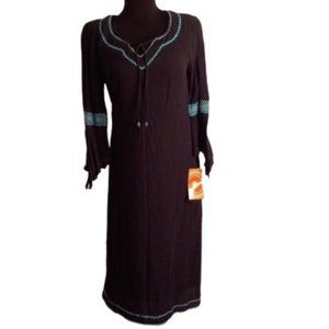 Sangria 6 Dress Gauzy Black Blue Lace trim